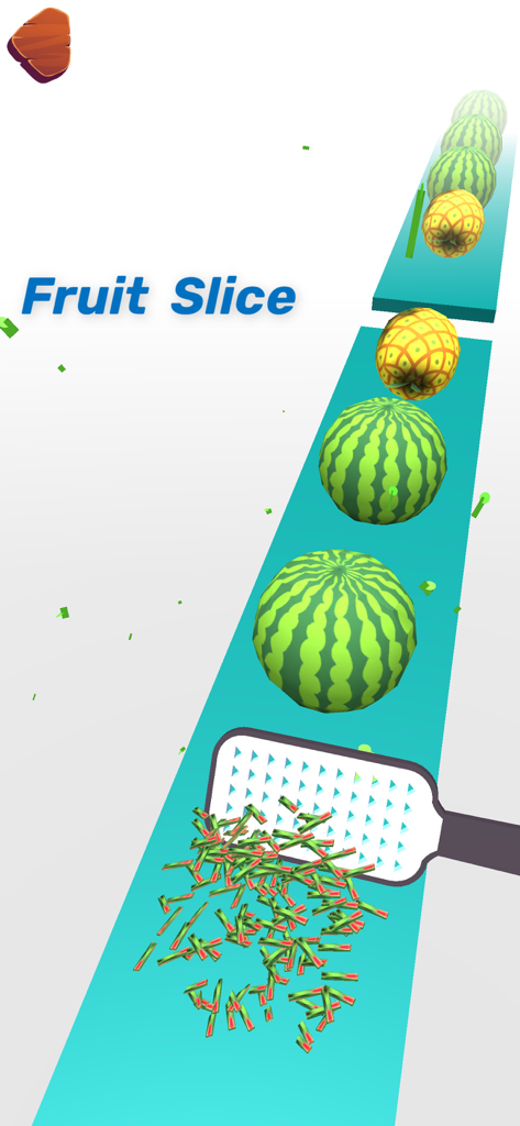 Antistress Relaxing Games,Toys - A relaxing game scene showing a grater slicing watermelons on a conveyor belt