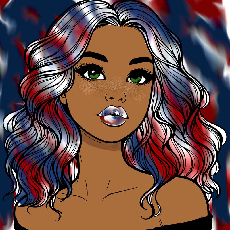 realistic girl with wavy hair and lips