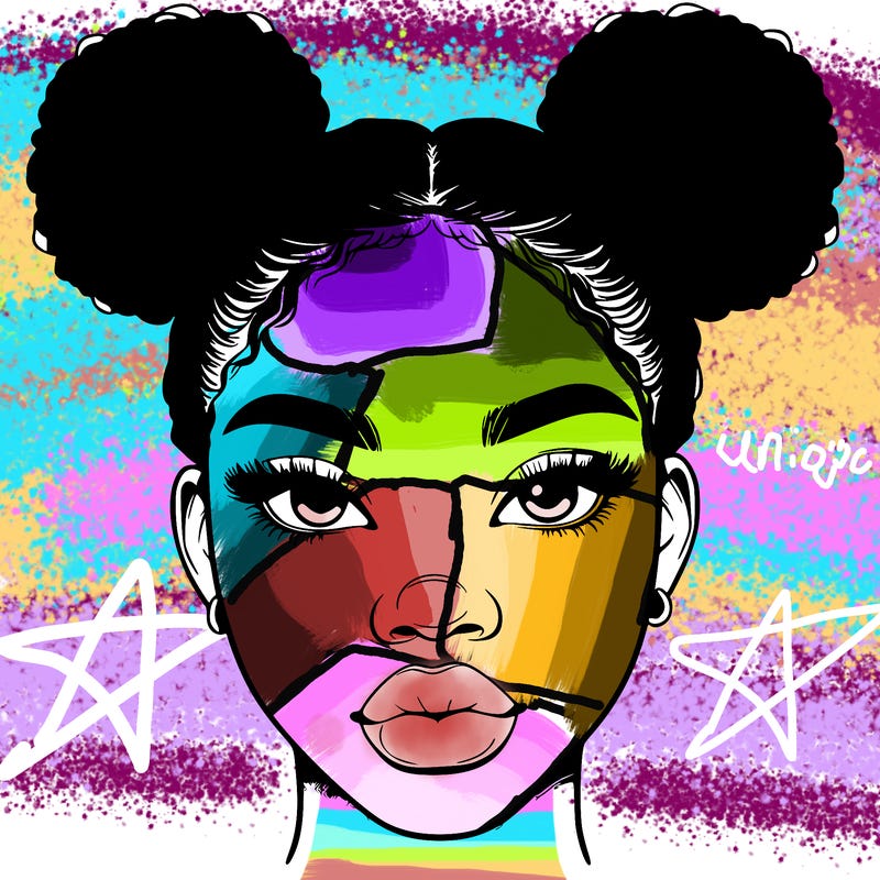 realistic black woman with two buns