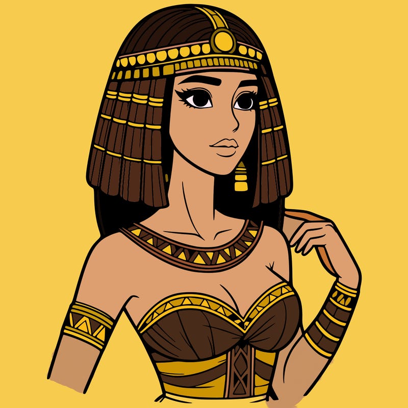 realistic woman wearing a cleopatra costume