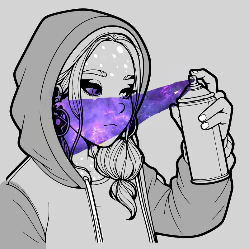 a realistic girl, spray painting