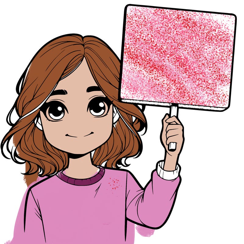 realistic girl holding up a sign