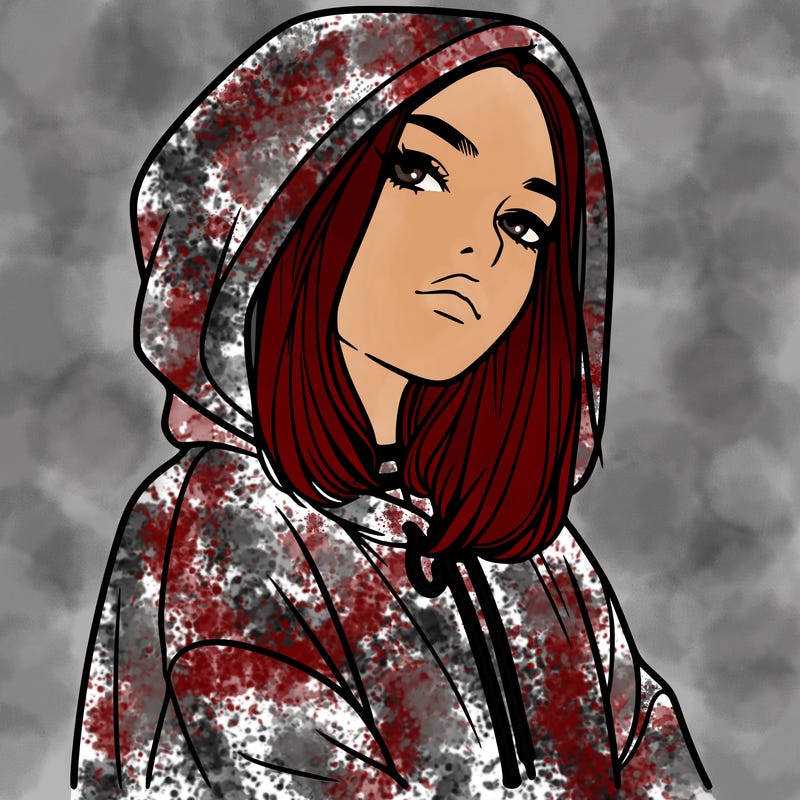 a realistic girl in a hoodie