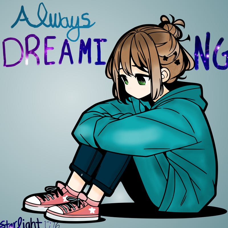 sad anime girl sitting alone