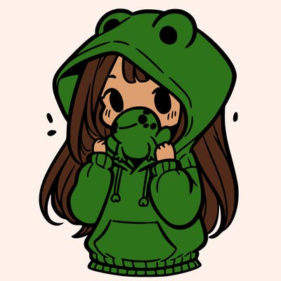 a girl holding a froggy hoodie
