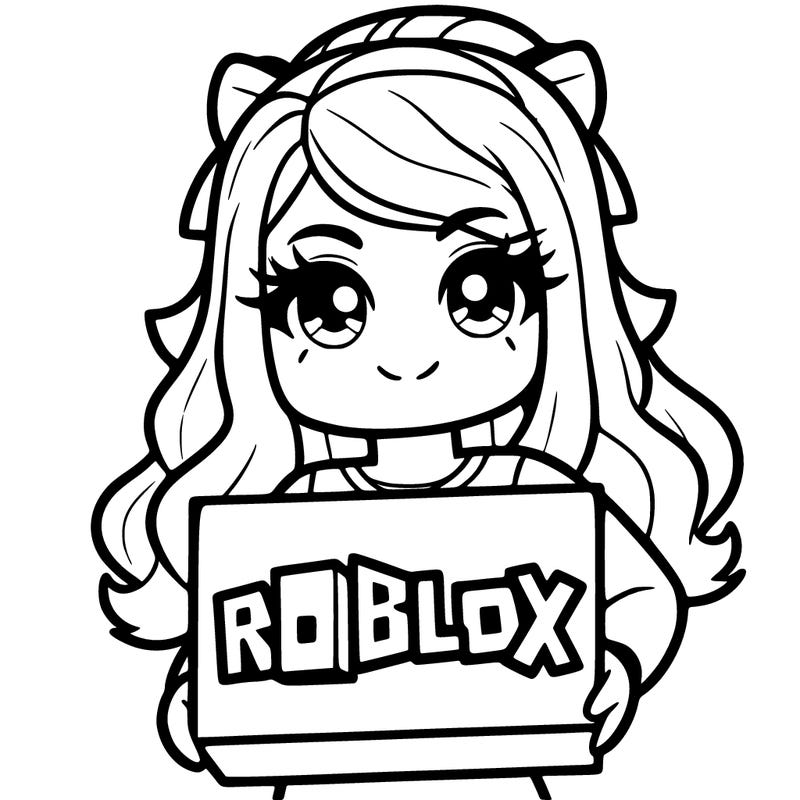 girl with roblox sign