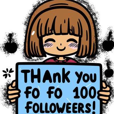 girl holding a sign written: thank for 100 followers !