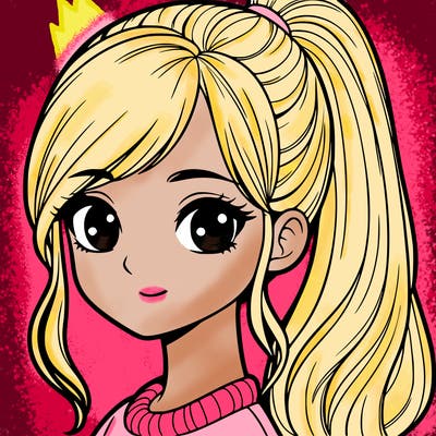 realistic girl with a ponytail