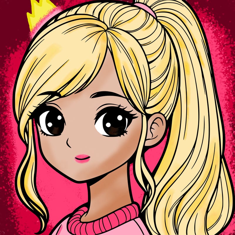 realistic girl with a ponytail
