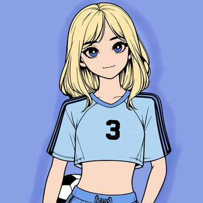 realistic girl wearing soccer jersey