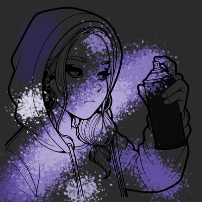 a realistic girl, spray painting