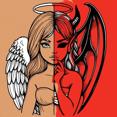 realistic angel half demon