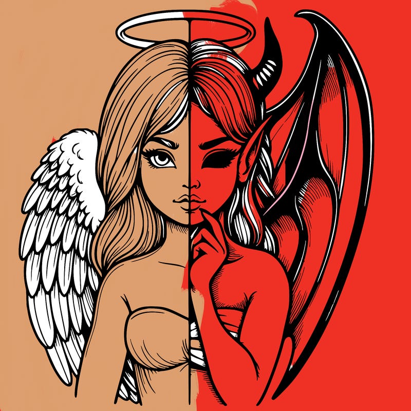 realistic angel half demon