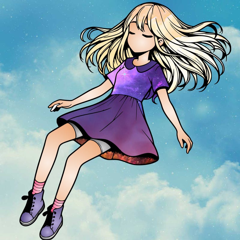 realistic girl floating