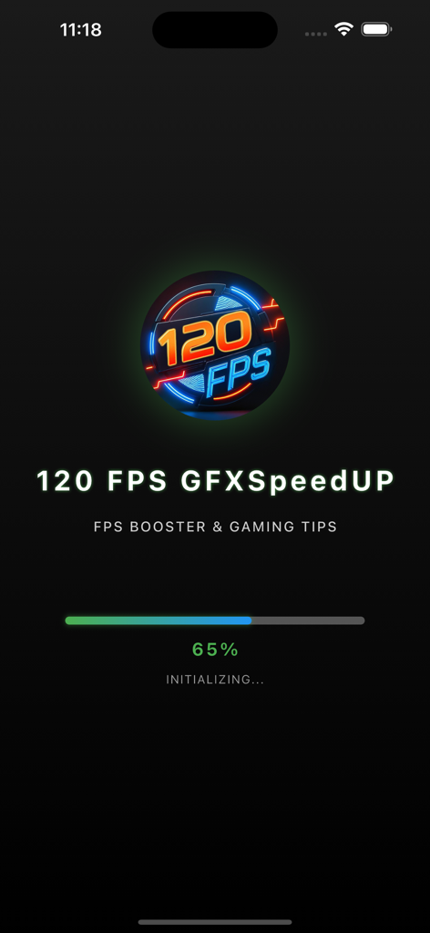 Loading screen of 120 FPS GFXSpeedUP app for mobile gaming performance