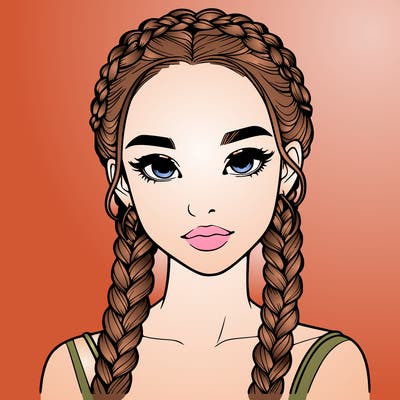 realistic girl with braids
