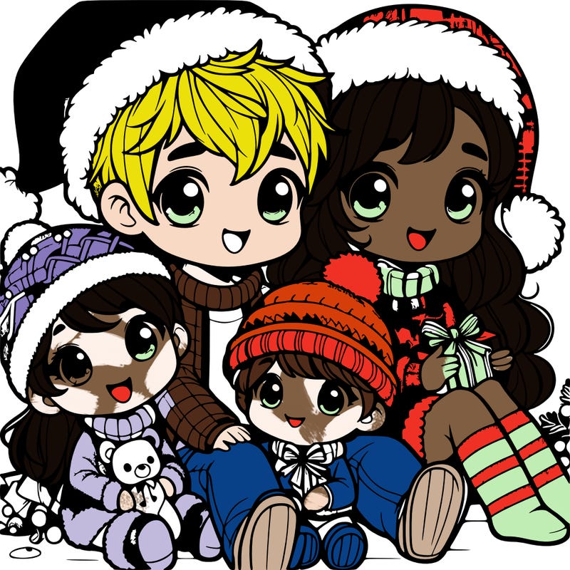 a cute family on christmas very realistic