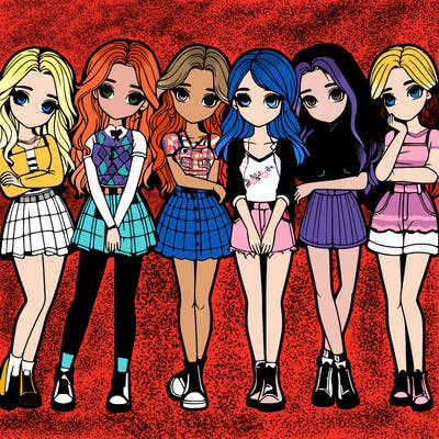 a group of girls realistic