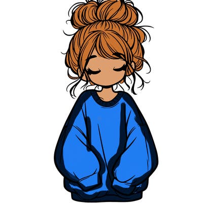 girl with baggy sweatshirt and messy bun