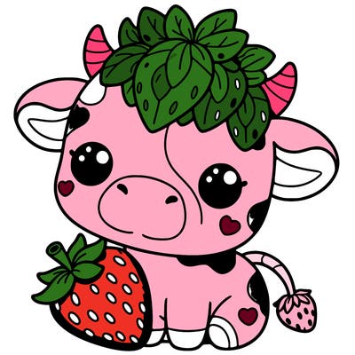 cute strawberry cow