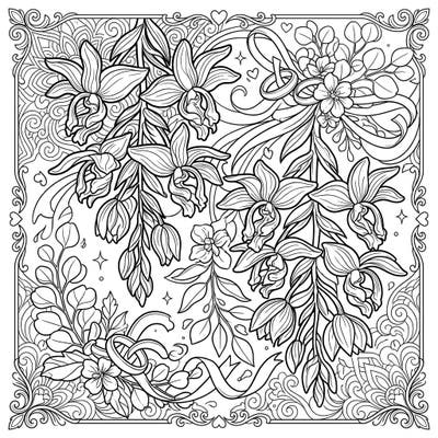Discover the beauty of our Stanhopea Orchid Wedding coloring page, blending exotic florals with romantic wedding motifs. This elegant design invites you to color intricate details, perfect for celebrating love and nature.