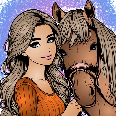 realistic girl with horse