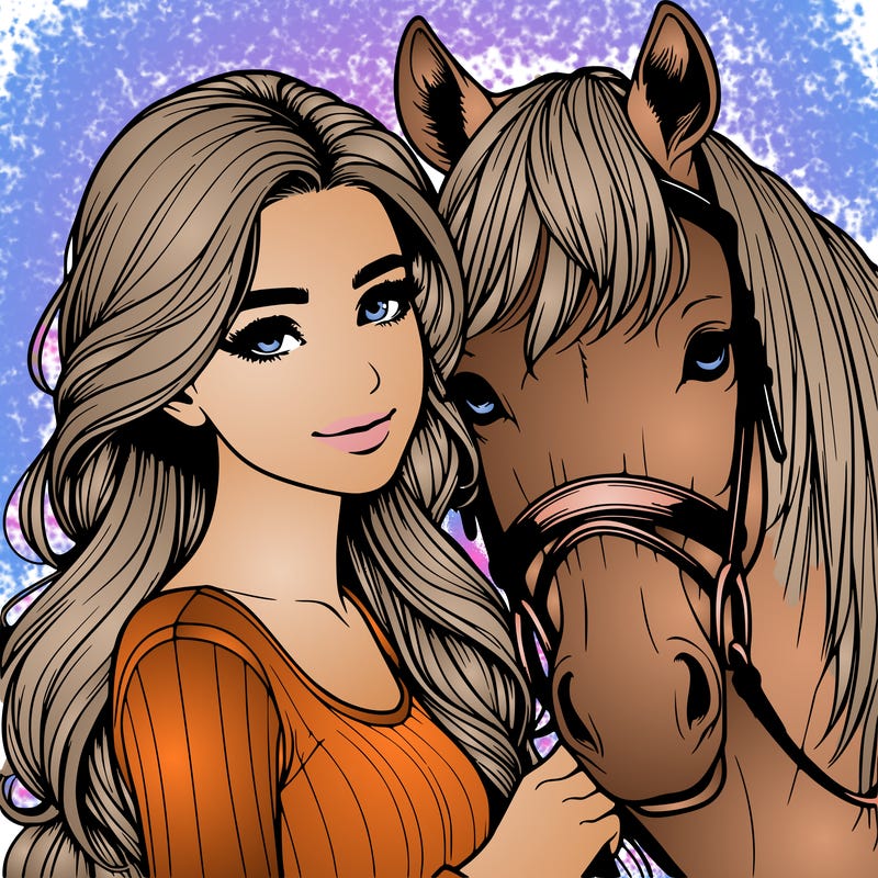 realistic girl with horse