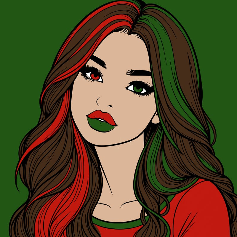 realistic girl with hair on her hair and lips