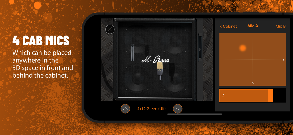 Overloud THU - Colocación del micrófono del gabinete de Overloud TH-U en el espacio 3D