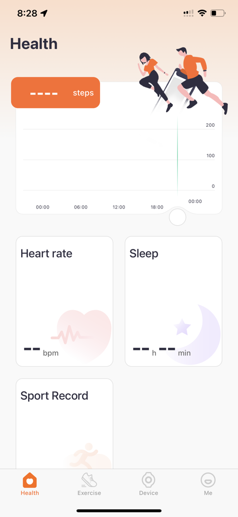 QWatch Pro - Health dashboard in the QWatch Pro app showing steps heart rate and sleep tracking