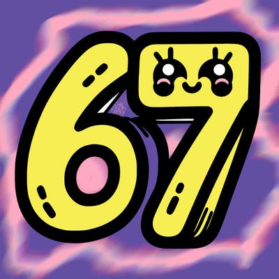 the numbers 67