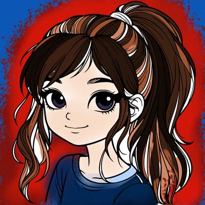 realistic girl with ponytail