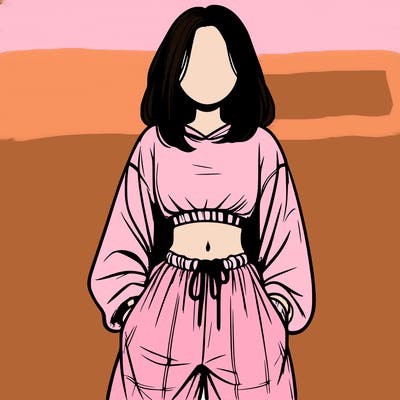 realistic girl faceless with baggy pants and a crop top