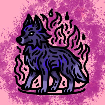 wolf made out of fire