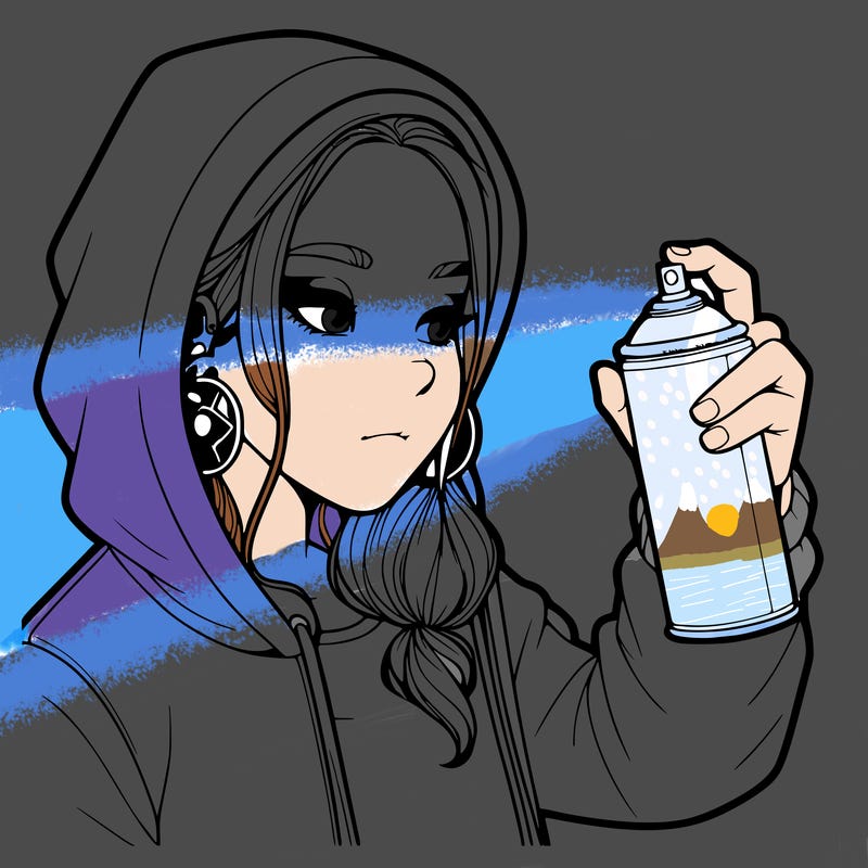 a realistic girl, spray painting