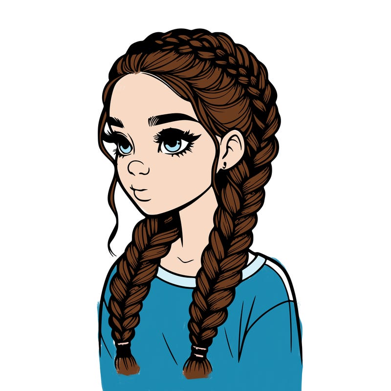 realistic girl with braids