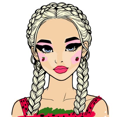 realistic girl with braids