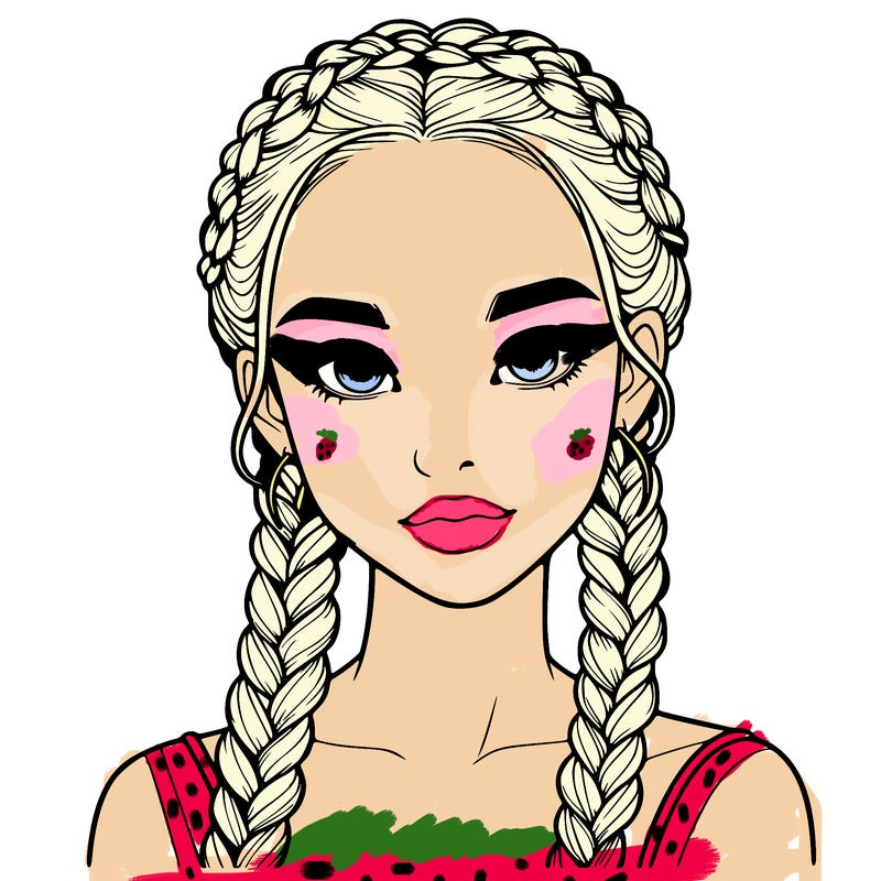 realistic girl with braids