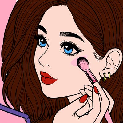 a realistic girl doing her makeup