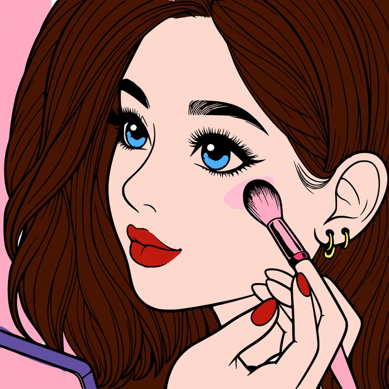 a realistic girl doing her makeup