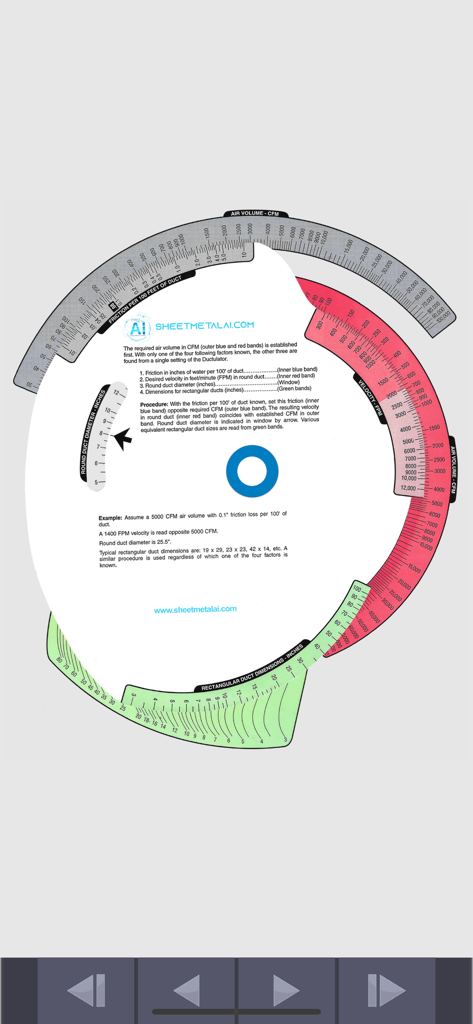 AI Ductulator - Interface numérique de dimensionnement des conduits circulaires pour les calculs de débit d'air et de dimensionnement des conduits de CVC