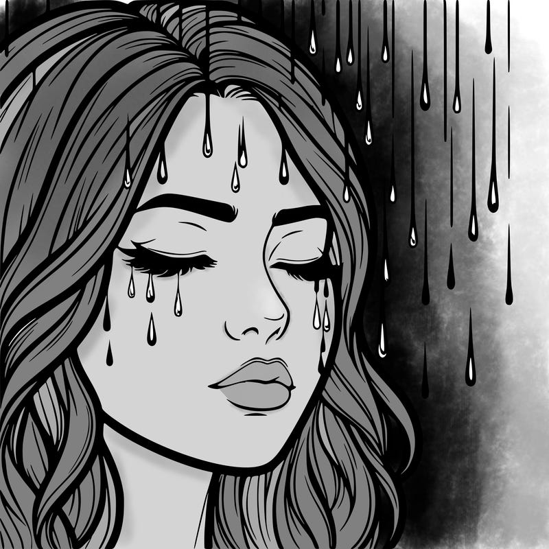 rain going over realistic woman’s face