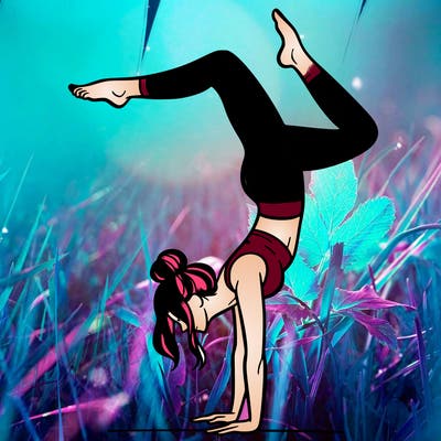 a woman doing a handstand