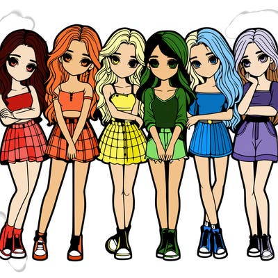 a group of girls realistic