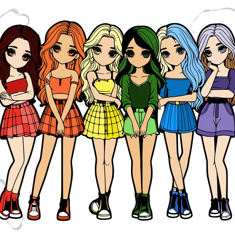 a group of girls realistic