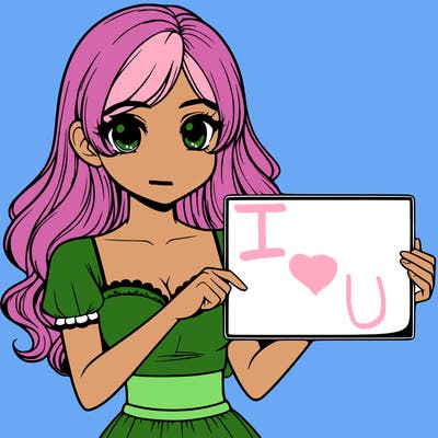 realistic pretty girl holding blank sign