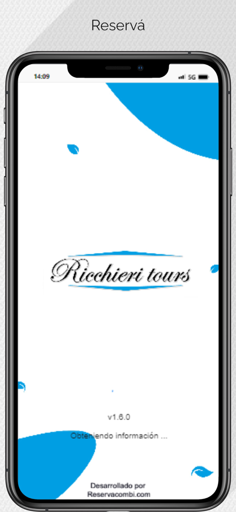 Ricchieri Tours - Pantalla de inicio de la aplicación Ricchieri Tours con el logotipo de la empresa y un mensaje de estado de carga