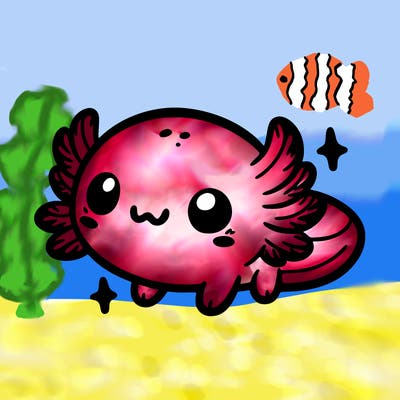 cute easy baby axolotl