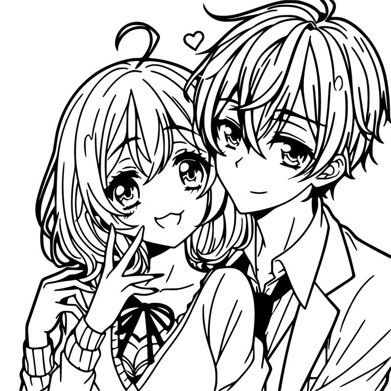 anime girl and boy loving each other