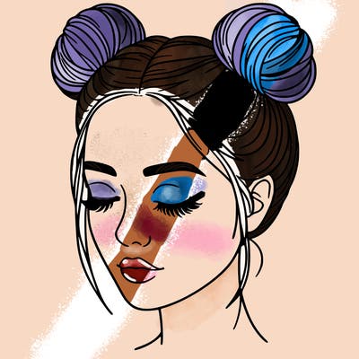 woman with hair buns